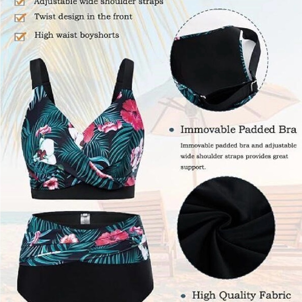 🔥🆕🔥 Hanna Nikole Tropical Print Women's Swimwear - Picture 3 of 5